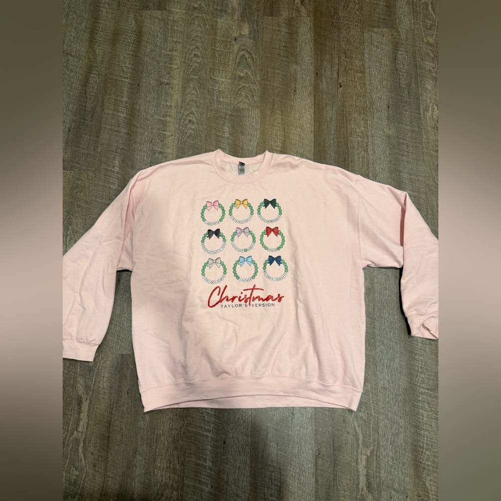 Taylor swift Album Gildan Pink Christmas Sweatshirt. Size 3x